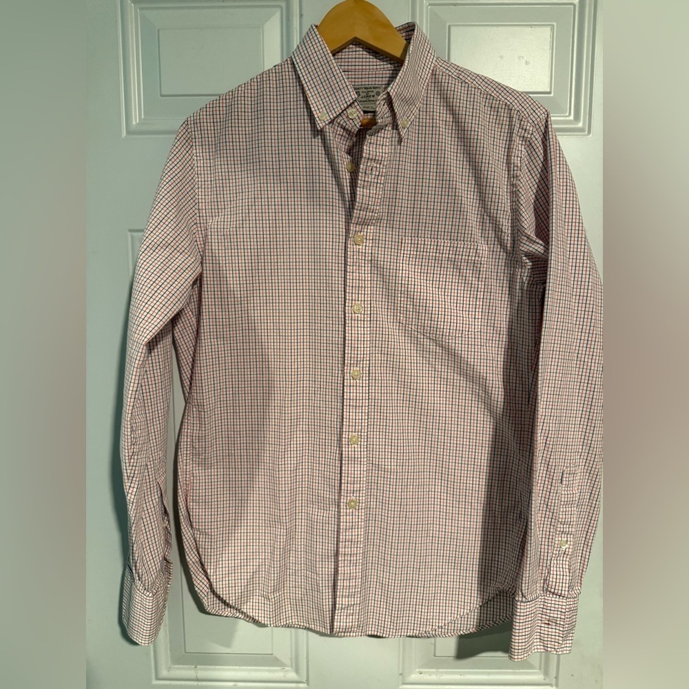 J. Crew Red and White Casual Button Down Shirt